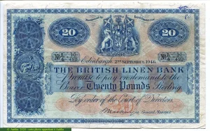 20 Pounds Armoirie The British Linen Bank RARE