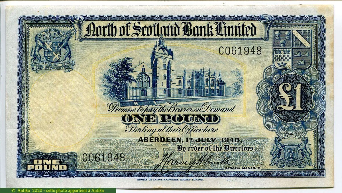 1 Pound North of Scotland Bank Limited Cathédrale & Armoirie