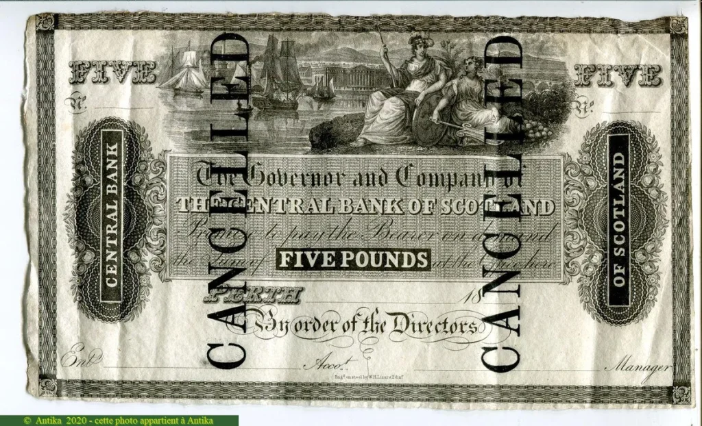 5 Pounds North Scotland Banking Company Billet Annulé RARETE
