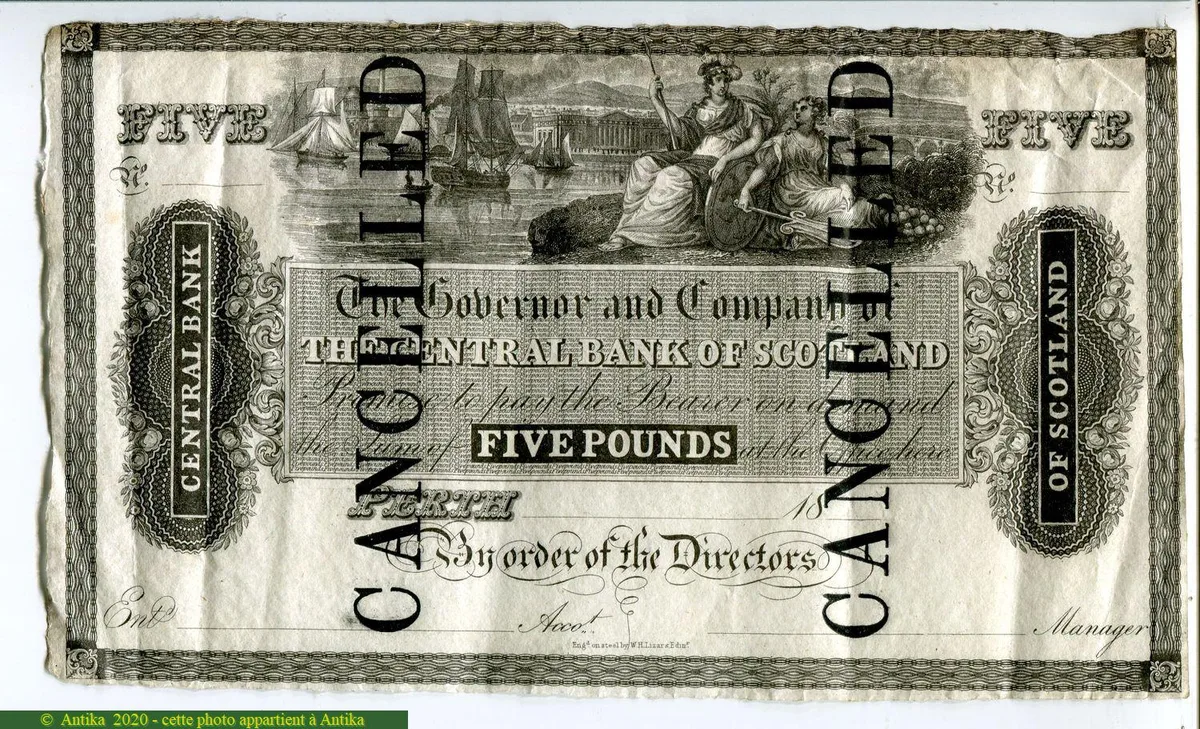 5 Pounds North Scotland Banking Company Billet Annulé RARETE