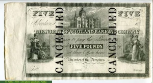 5 Pounds North Scotland Banking Company Billet Annulé RARETE