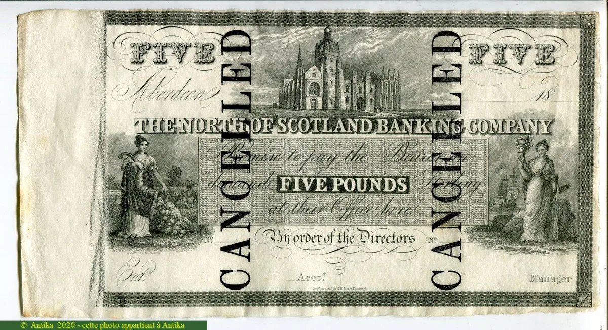 5 Pounds North Scotland Banking Company Billet Annulé RARETE