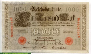 1000 Mark Brun 2 Cachets rouges 7 chiffres * *