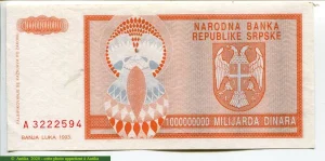 1 000 000 000 Dinara Orange Armoirie * *