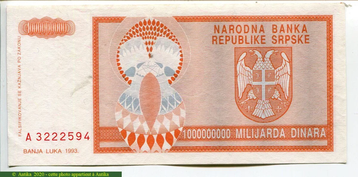 1 000 000 000 Dinara Orange Armoirie * *