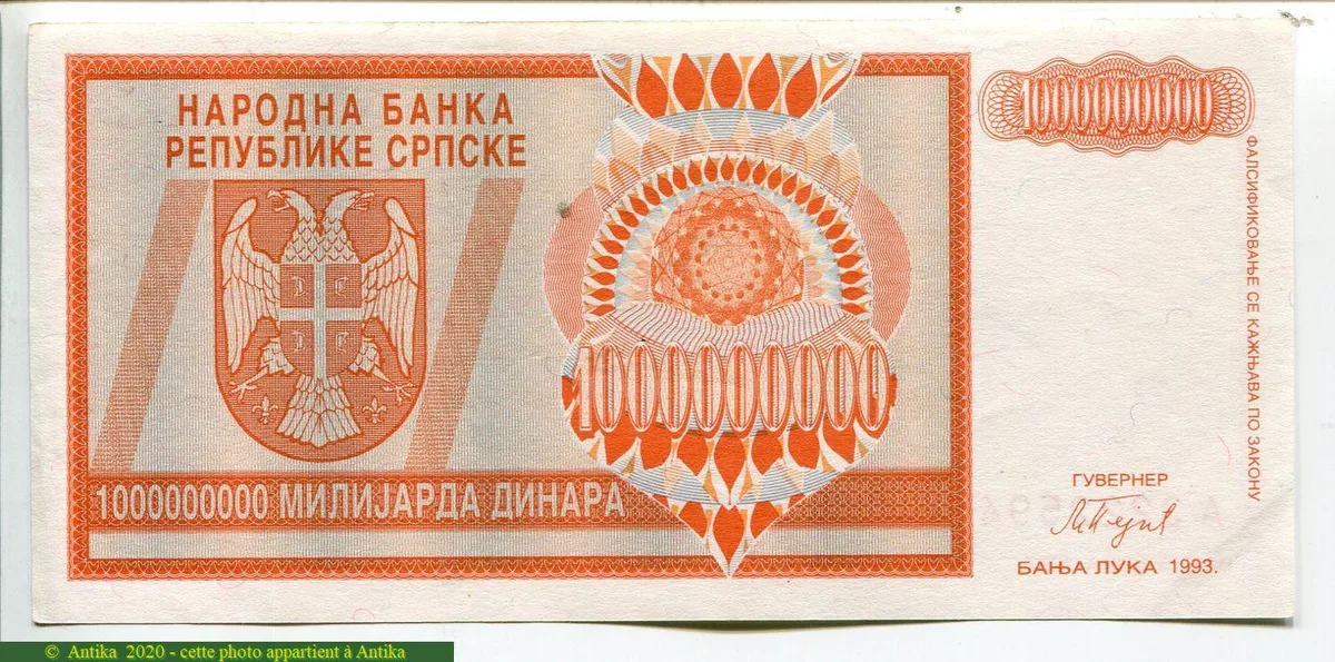 1 000 000 000 Dinara Orange Armoirie * *