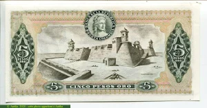 5 Pesos Oro Cordoba * * *