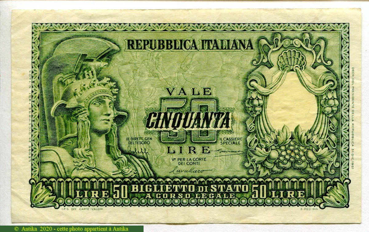 50 Lire "Italia " Biglietto di Stato