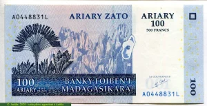 500 Frs /100 Ariary Plantation de Ravinala & Tsingi * *