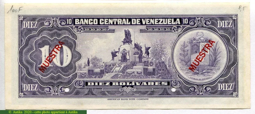 10 Bolivares J.Sucre & S.Bolivar SPECIMEN