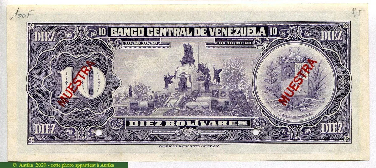 10 Bolivares J.Sucre & S.Bolivar SPECIMEN