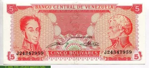 5 Bolivares S. Bolivar & F.de Miranda * * PROMO
