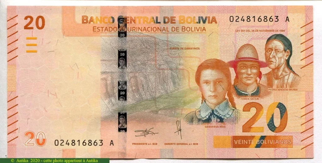 20 Bolivianos Héros Boliviens & Crocodile * * *