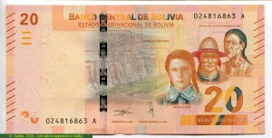 20 Bolivianos Héros Boliviens & Crocodile * * *