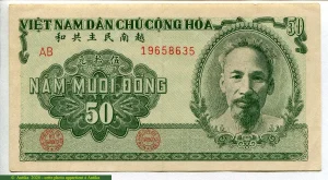 50 Dong Ho Chi Minh Vert & Paysans au Champ