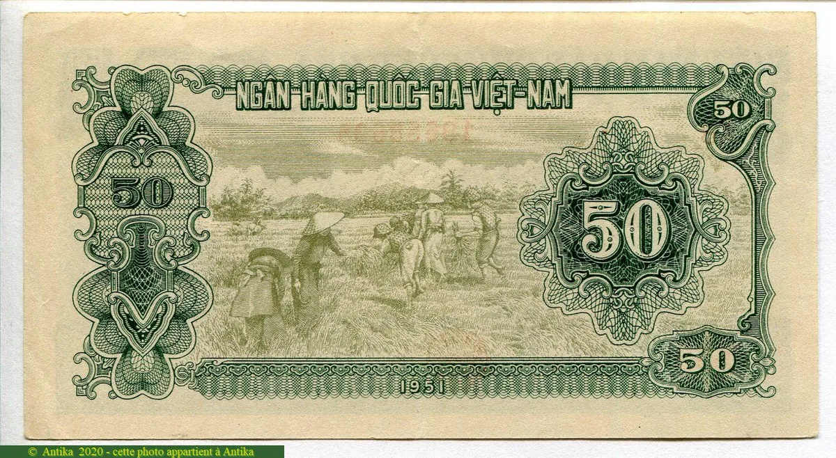 50 Dong Ho Chi Minh Vert & Paysans au Champ