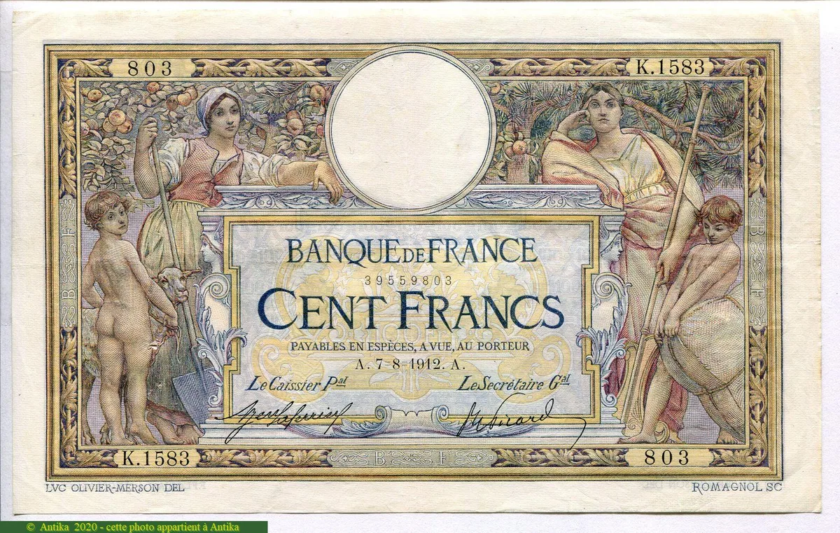 100 FRANCS LOM - Type 1906 sans LOM