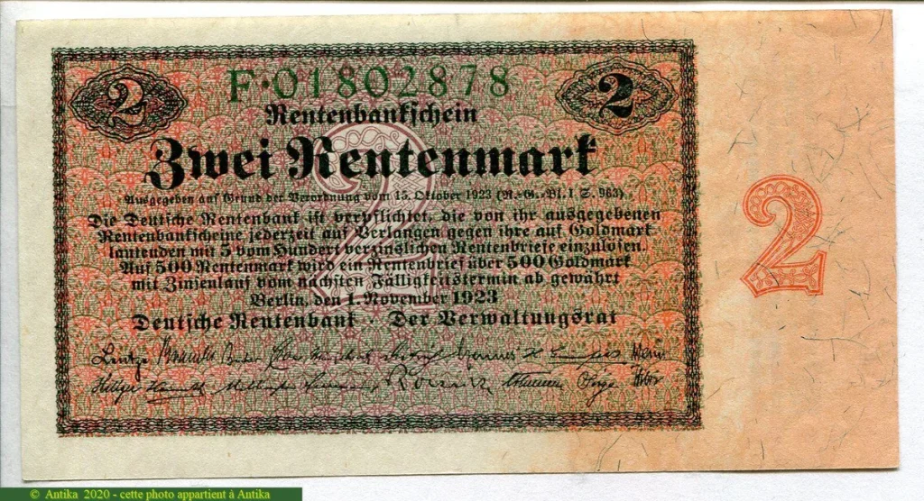 1 Rentenmark Orangé RARETE