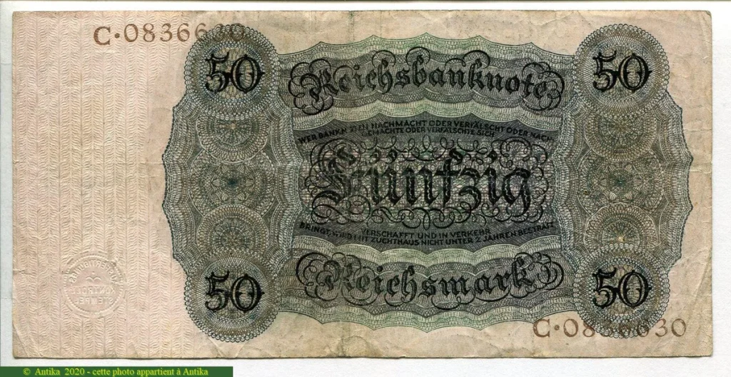 50 Reichsmark Portrait de Dietrich Born Assez RARE PROMO * *
