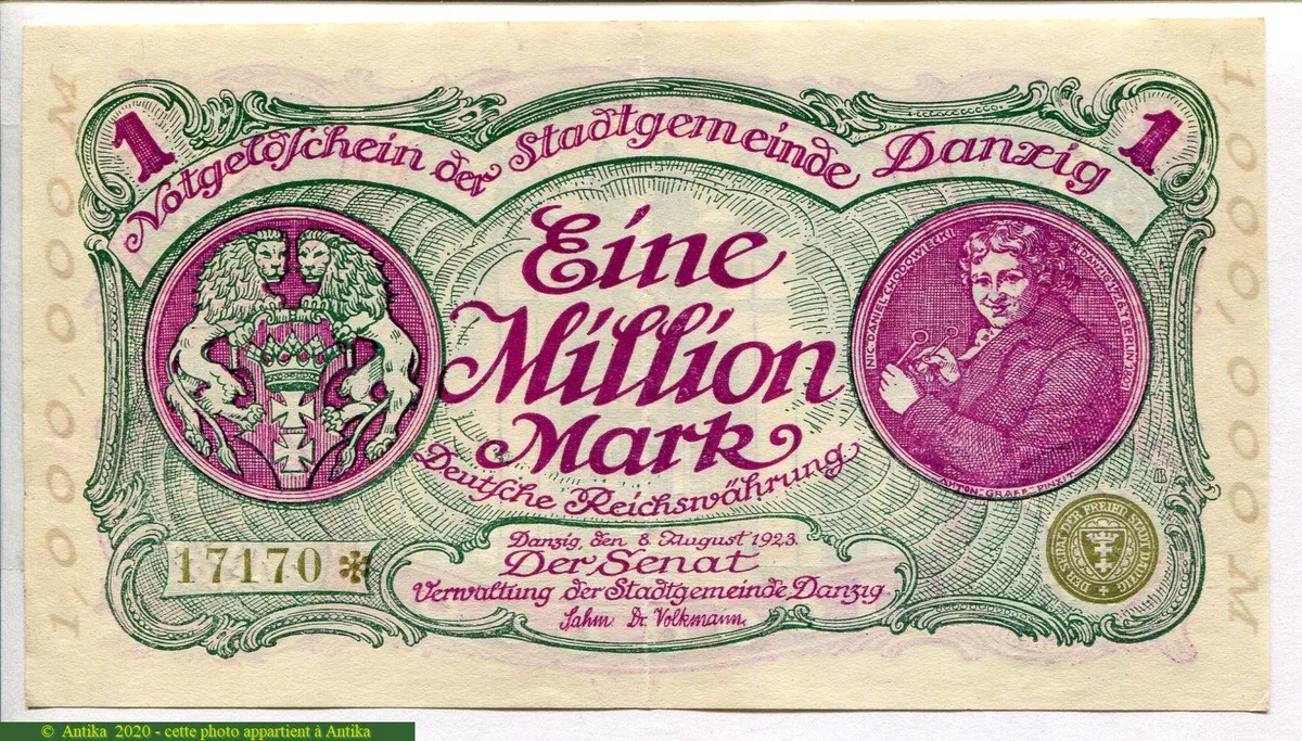 1 Million Mark Notgeld Violet 2 lions & Portrait jeune enfant RARETE