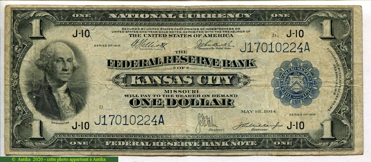 1 Dollar Washington Federal Reserve Bank Kansas City