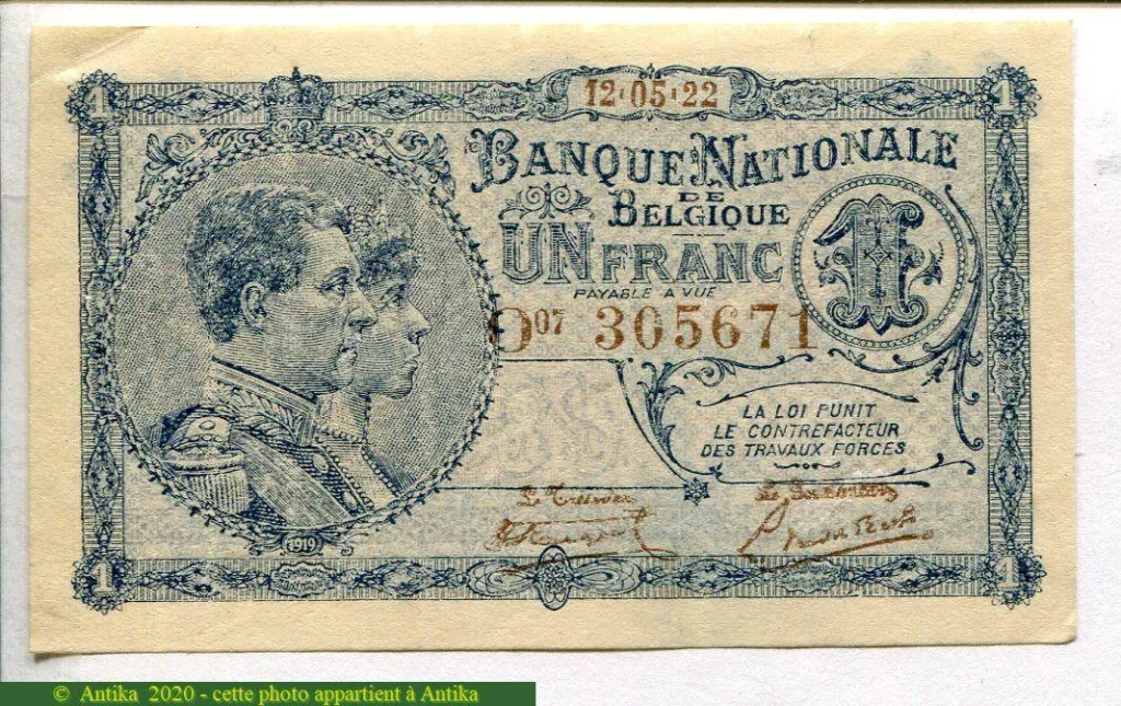 1 Franc Roi Albert & Reine Elizabeth