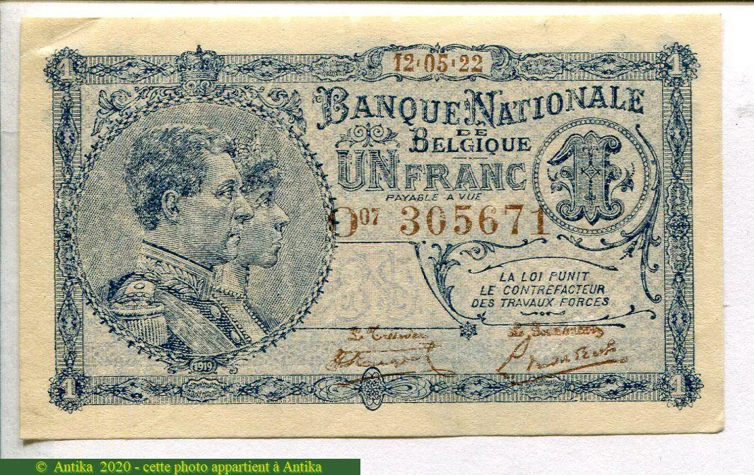 1 Franc Roi Albert & Reine Elizabeth
