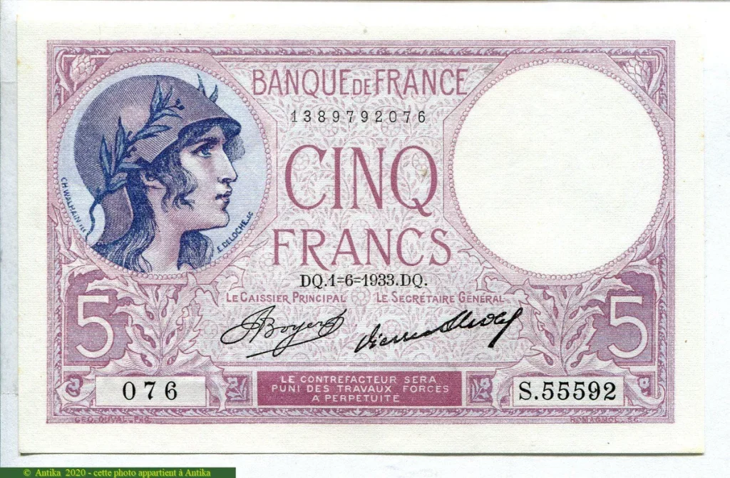 5 FRANCS VIOLET - Type 1917