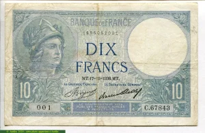 10 FRANCS MINERVE - Type 1915