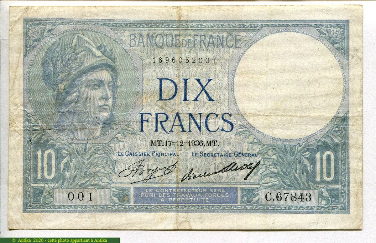 10 FRANCS MINERVE - Type 1915