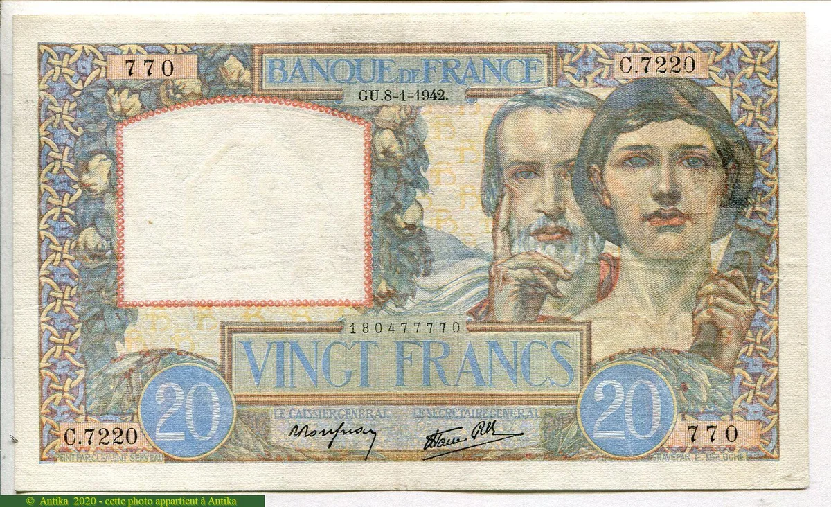 20 FRANCS SCIENCE & TRAVAIL - Type 1940