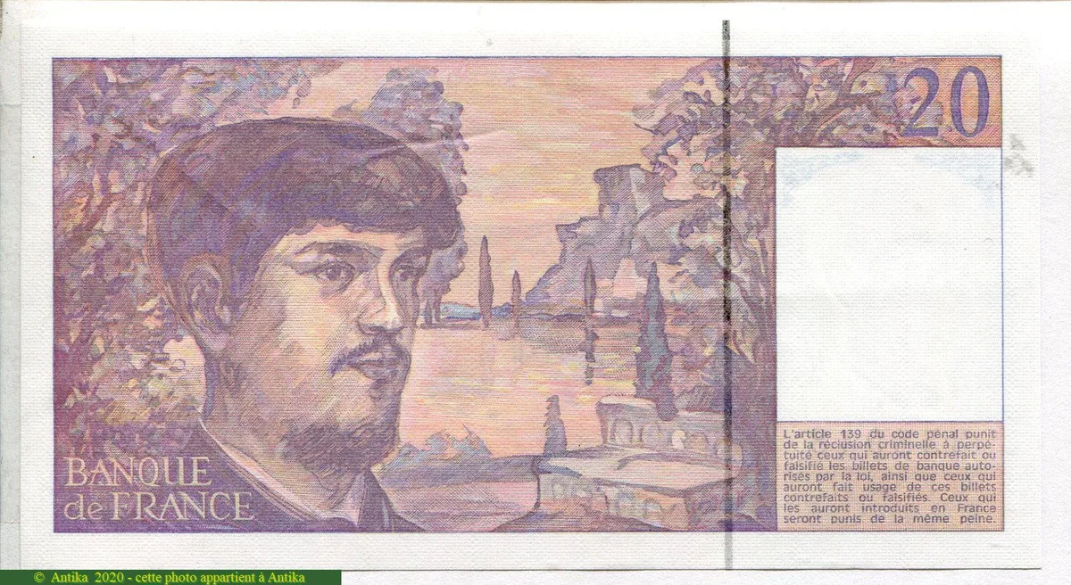20 FRANCS DEBUSSY - Type 1980 à fil sécurité