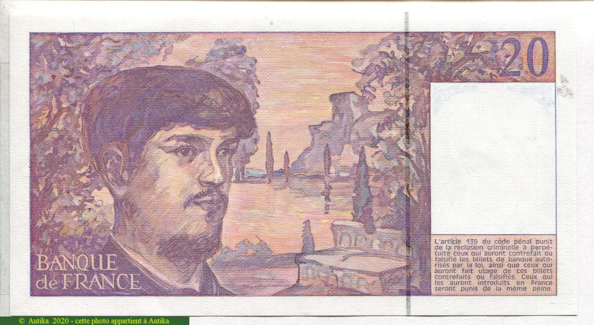20 FRANCS DEBUSSY - Type 1980 à fil sécurité