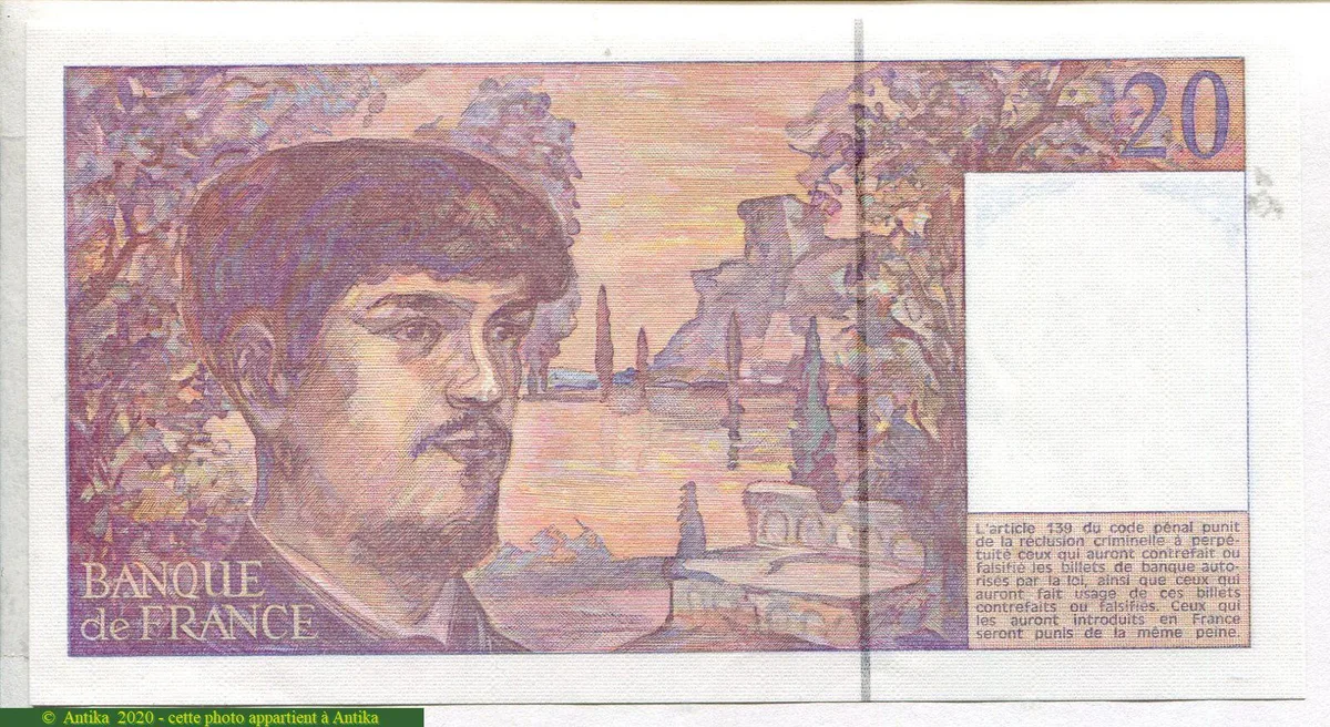 20 FRANCS DEBUSSY - Type 1980 à fil sécurité