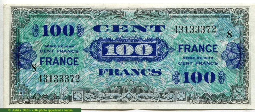100 FRANCS Verso "France"