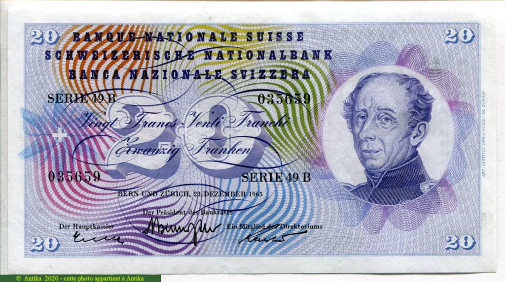 20 Francs Général Gullaume -Henri Dufour * * * * *