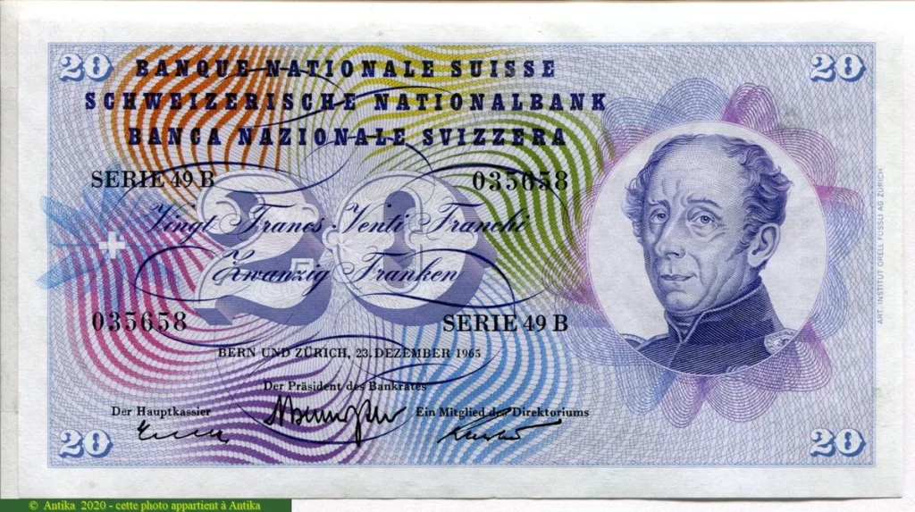 20 Francs Général Gullaume -Henri Dufour * * * * *