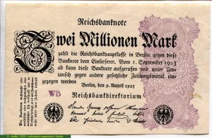 2 Millionen Mark Uniface Motif guilloche lilas lettre WB * *