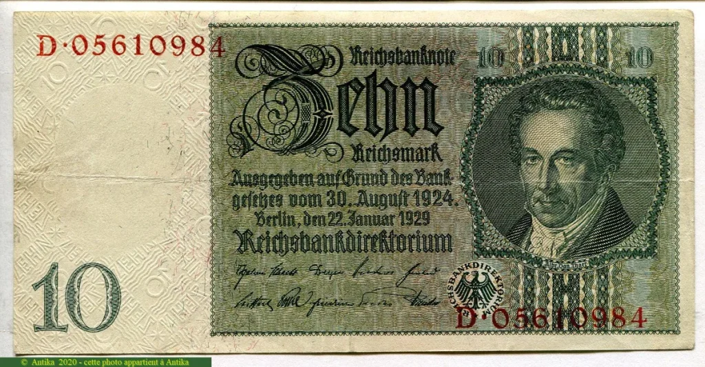 10 Reichsmark Portrait Albrecht D.Thaer * *