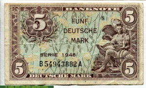 5 Deutsche Mark Occupation Allié Série B RARE