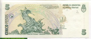 5 Pesos J.San Martin -Mendoza Bolivar Artigas Série J