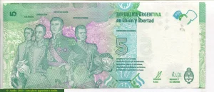 5 Pesos J.San Martin -Mendoza Bolivar Artigas Série B