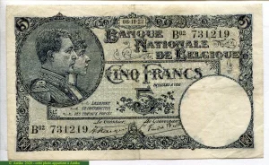 5 Francs Roi Albert & Reine Elizabeth