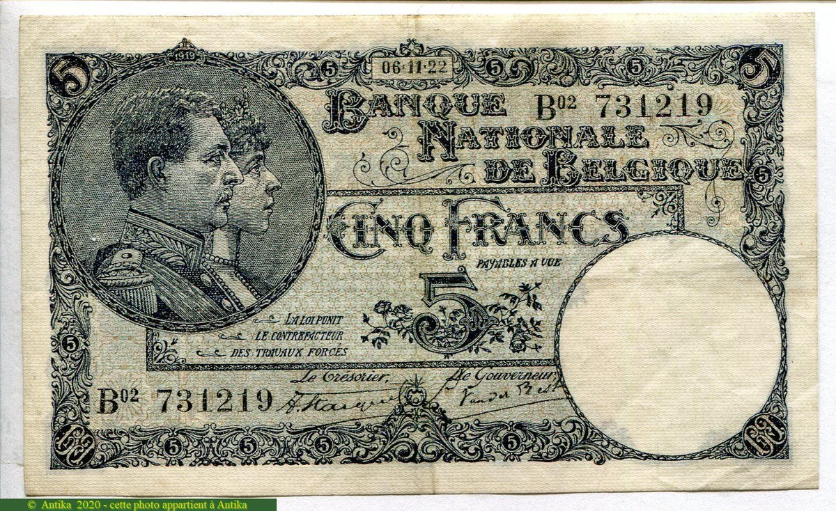 5 Francs Roi Albert & Reine Elizabeth
