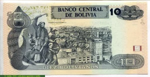 10 Bolivianos Cécilio Guzman de Rojas Loi de 28/11/1986 * * *