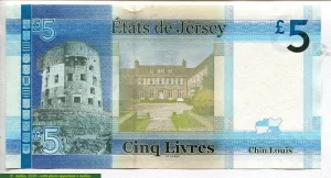 5 Pounds Elizabeth II & Archirondel Tower * * *