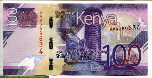 100 Shilings M.J Kenyatta & Animaux Maîs (Superbe Billet)