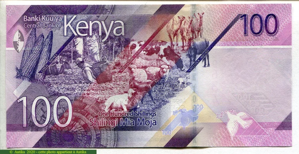 100 Shilings M.J Kenyatta & Animaux Maîs (Superbe Billet)
