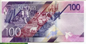 100 Shilings M.J Kenyatta & Animaux Maîs (Superbe Billet)