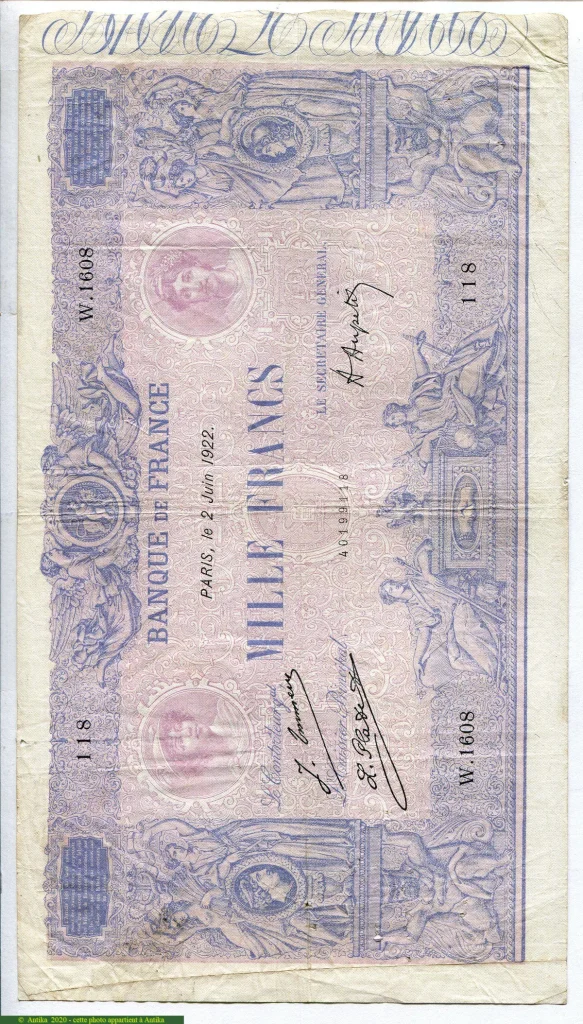 1000 FRANCS BLEU & ROSE - Type 1889